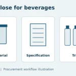 Procurement workflow illustration: material, specification, trial